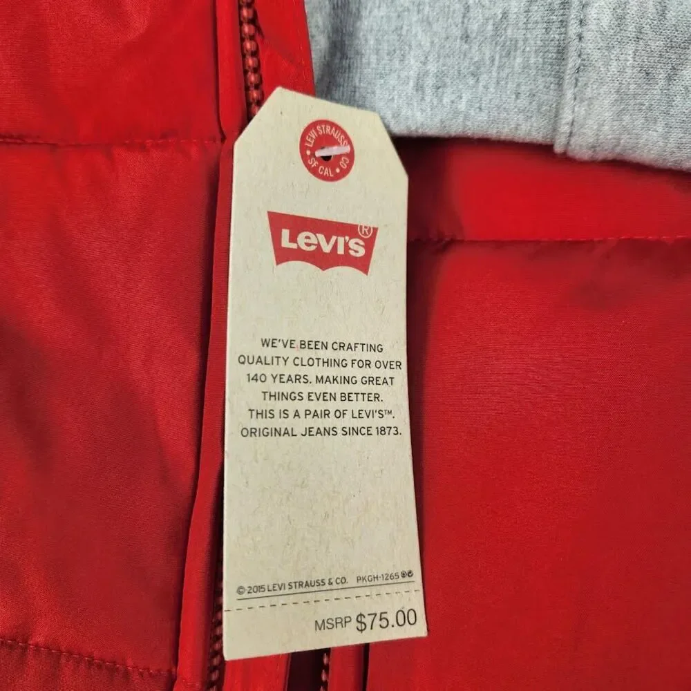 Levi's Puffer Jacket Hoodie Boys Large or Men's Small Skater Y2K